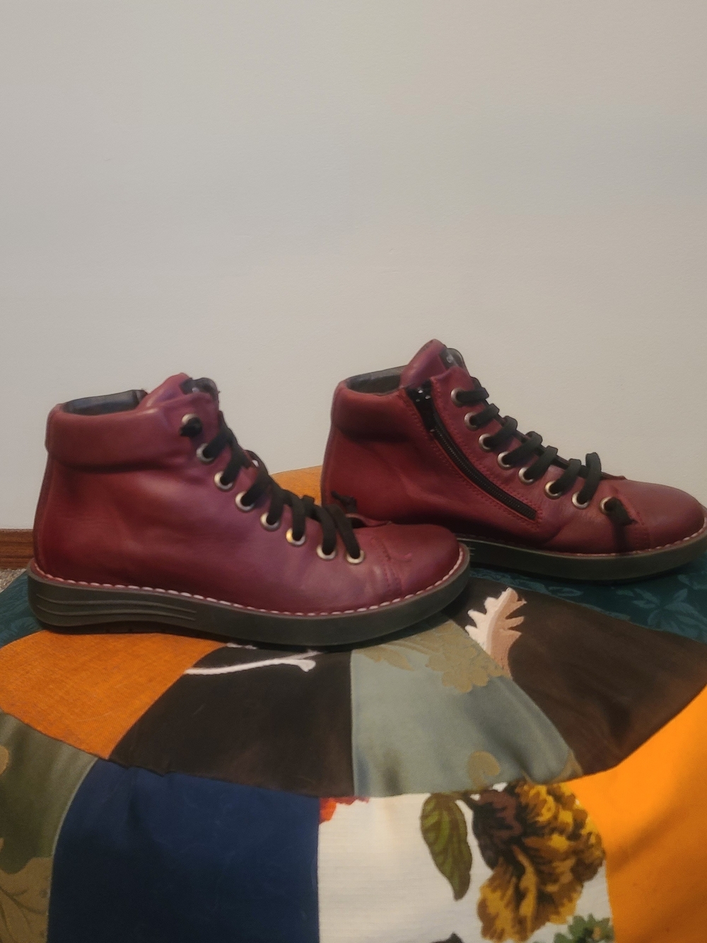 Chacal Women's Burgundy Leather Ankle Boots